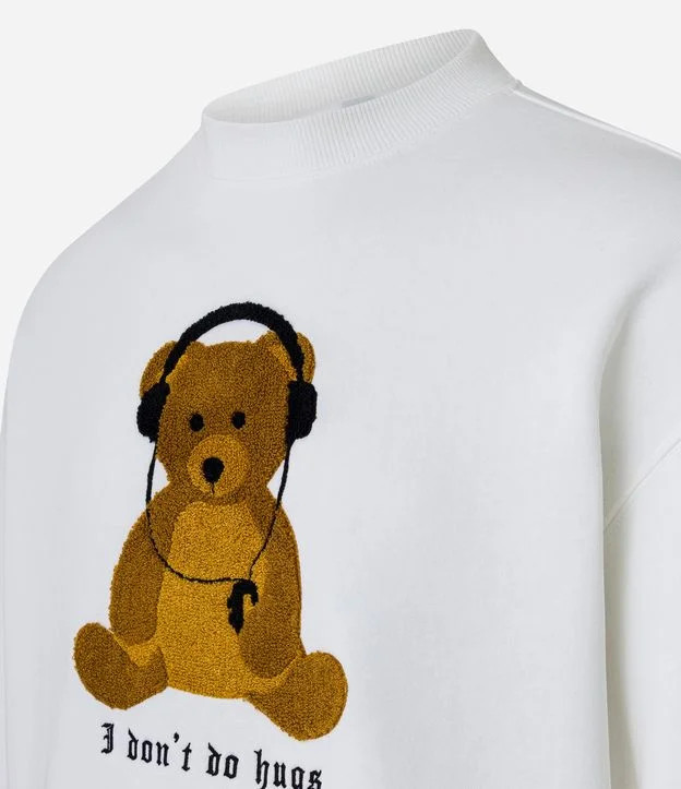 Blusão em Moletom com Estampa Atoalhada de Ursinho Branco Neve | Renner (BR)