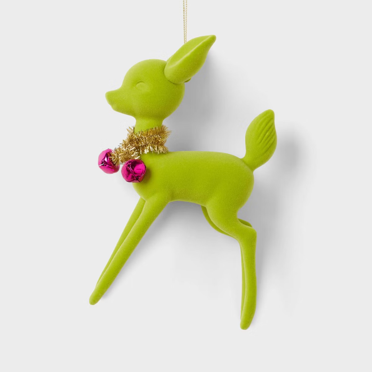 Flocked Deer with Tinsel Collar Christmas Tree Ornament Green - Wondershop™ | Target