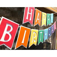 Rainbow Happy Birthday Banner, Personalized Colorful Garland, Fireplace Bunting | Etsy (US)