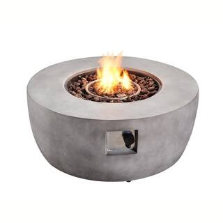 Teamson Home Outdoor 36 in. W x 15 in. H Round Concrete Gas Fire Pit HF36501AA | The Home Depot