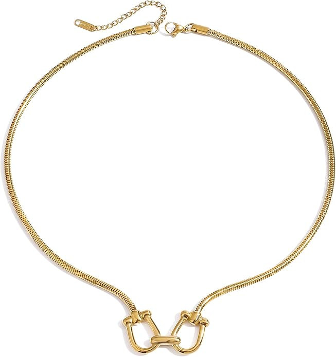 Gold/Silver Chunky Horse Bit Necklace for Women Carabiner Lock Pendant Necklace Statement Buckle ... | Amazon (US)