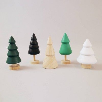 5ct Medium Wood Trees Green/White/Natural - Bullseye's Playground™ | Target