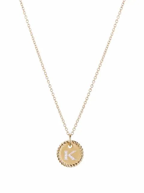 18kt yellow gold Initial K diamond charm necklace | Farfetch (US)
