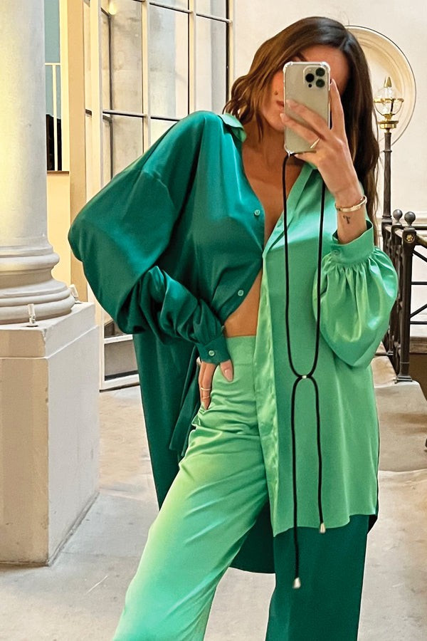 Tonal Green Oversized Shirt | Never Fully Dressed US