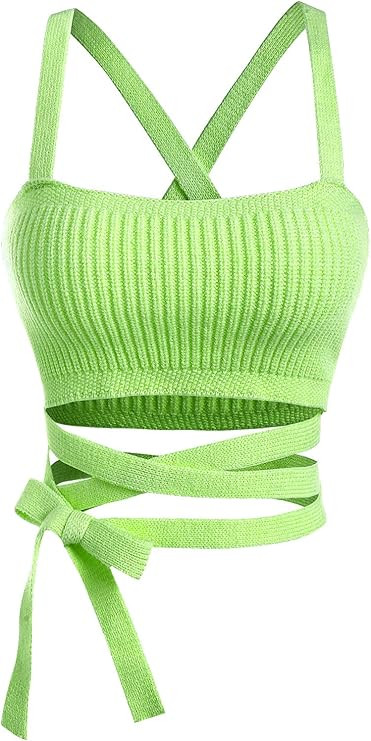 ZAFUL Women's Spaghetti Straps V Neck Front Twisted Solid Racerback Tank Cropped Cami Top | Amazon (US)