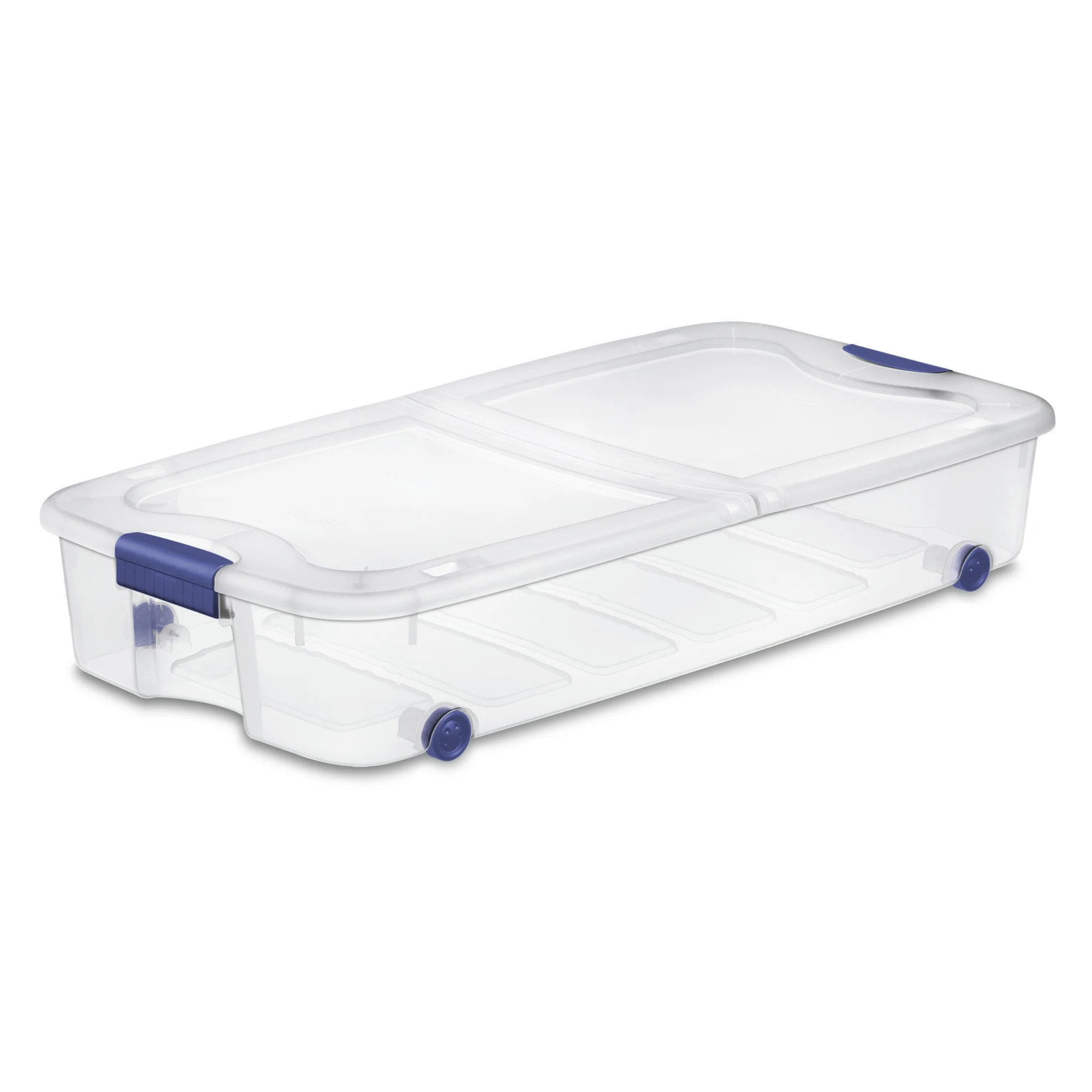 Sterilite Large Storage Bin, 66 Quart Clear Underbed Storage Container with Latch Lid and Wheels,... | Walmart (US)