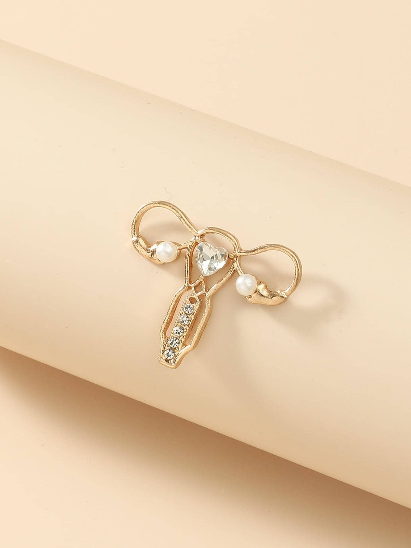 1pc Brooch, Female Uterus Shaped Rhinestones Metal Brooch, Care Women Health Badge | SHEIN
