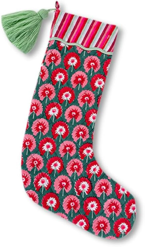 FURBISH Eveoree Holiday Stocking - Handmade Christmas Stocking, Colorful Block Print Design with ... | Amazon (US)