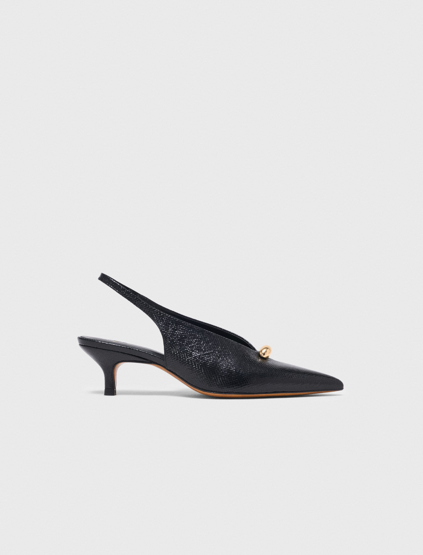 Pointed embossed leather slingbacks | Maje US