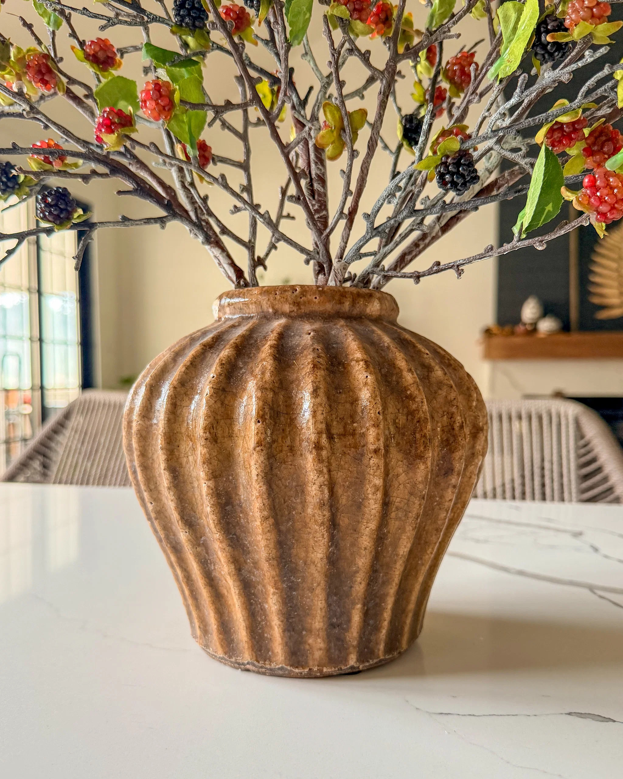 Small Brown Aged Terracotta Vase | MJHome