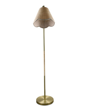 64in Metal Floor Lamp With Raffia Shade | Marshalls