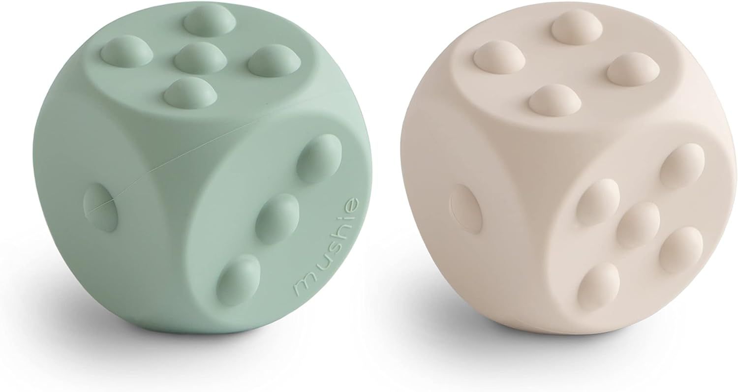 mushie Silicone Dice Press Toy | Baby Sensory Play for 10+ Months (Cambridge Blue/Shifting Sand) | Amazon (US)