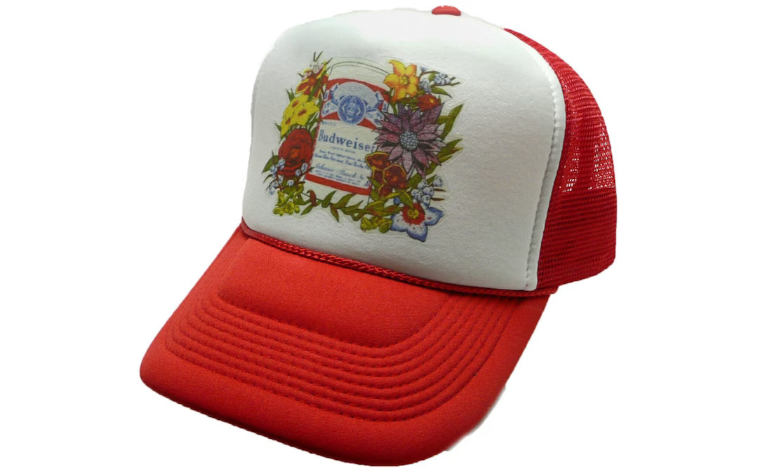 Budweiser Beer 1980s Trucker Hat Mesh Hat Vintage Snapback Hat Red | Etsy (US)
