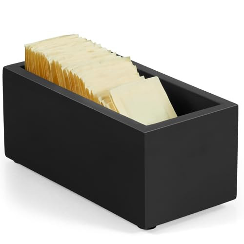 BWODYAY Sugar Packet Holder, Wood Sugar Caddy, Black Sugar Packet Holder for Coffee Bar, Drink Packet Organizer, Condiment Holder | Amazon (US)