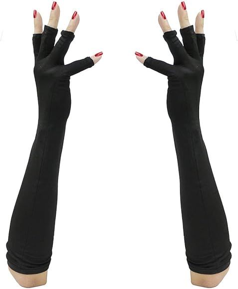 Luwint Elegant Long Fingerless Gloves - UV Protection Nails Gloves for Gel Manicures | Amazon (US)