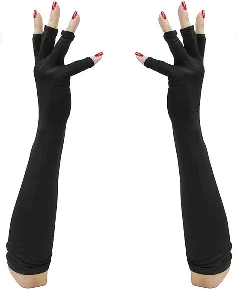 Luwint Elegant Long Fingerless Gloves - UV Protection Nails Gloves for Gel Manicures | Amazon (US)