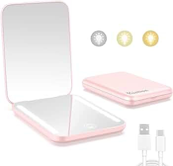 Kintion Rechargeable Pocket Mirror, Double Sided 1X/3X Magnification Compact Vanity Mirror, 3 Col... | Amazon (US)