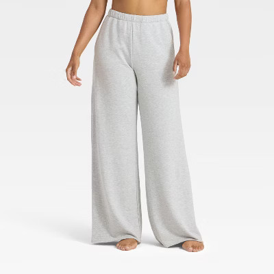 Women's PeachySoft French Terry Fleece Wide Leg Lounge Pants - Wild Fable™ Gray L | Target