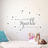 She Leaves a Little Sparkle Girls Room Vinyl Wall Decal Sticker Inspirational Quote with Stars (Stor | Amazon (US)