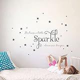 She Leaves a Little Sparkle Girls Room Vinyl Wall Decal Sticker Inspirational Quote with Stars (Stor | Amazon (US)