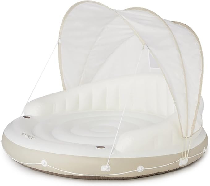 INTEX 58292EP Canopy Island Inflatable Pool Float: Comfortable Lounge Surface – Built-in Cup Ho... | Amazon (US)
