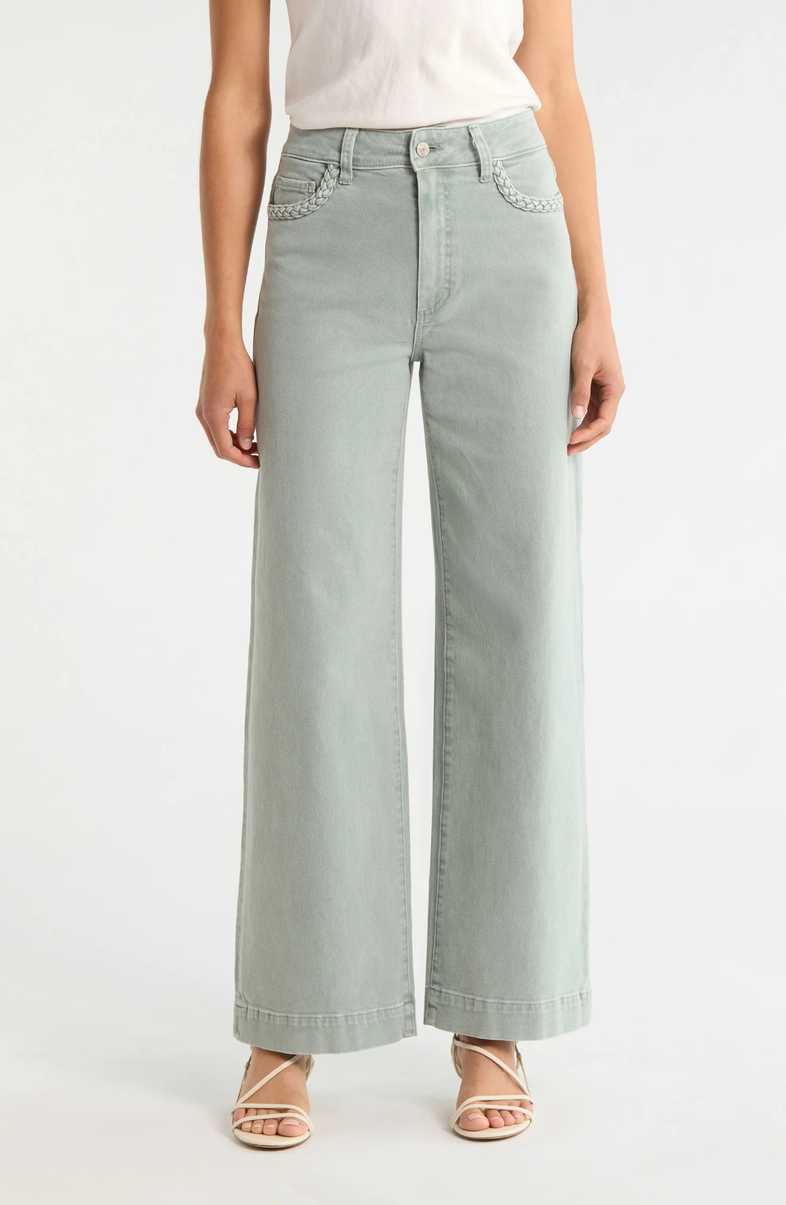 Anessa Braided Pocket High Waist Wide Leg Jeans (Women) | Nordstrom | Nordstrom