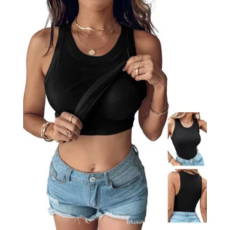 (2 pack) No Boundaries Ribbed High Neck Tank Top, Women's XXS-XXL | Walmart (US)