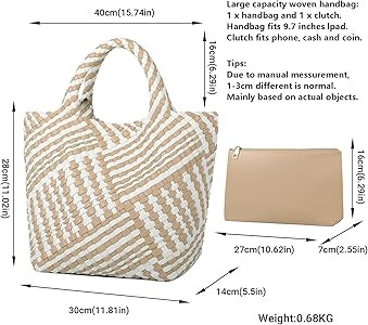 Woven Bag for Women, Vegan Leather Tote Bag Large Summer Beach Travel Handbag and Purse Retro Han... | Amazon (US)