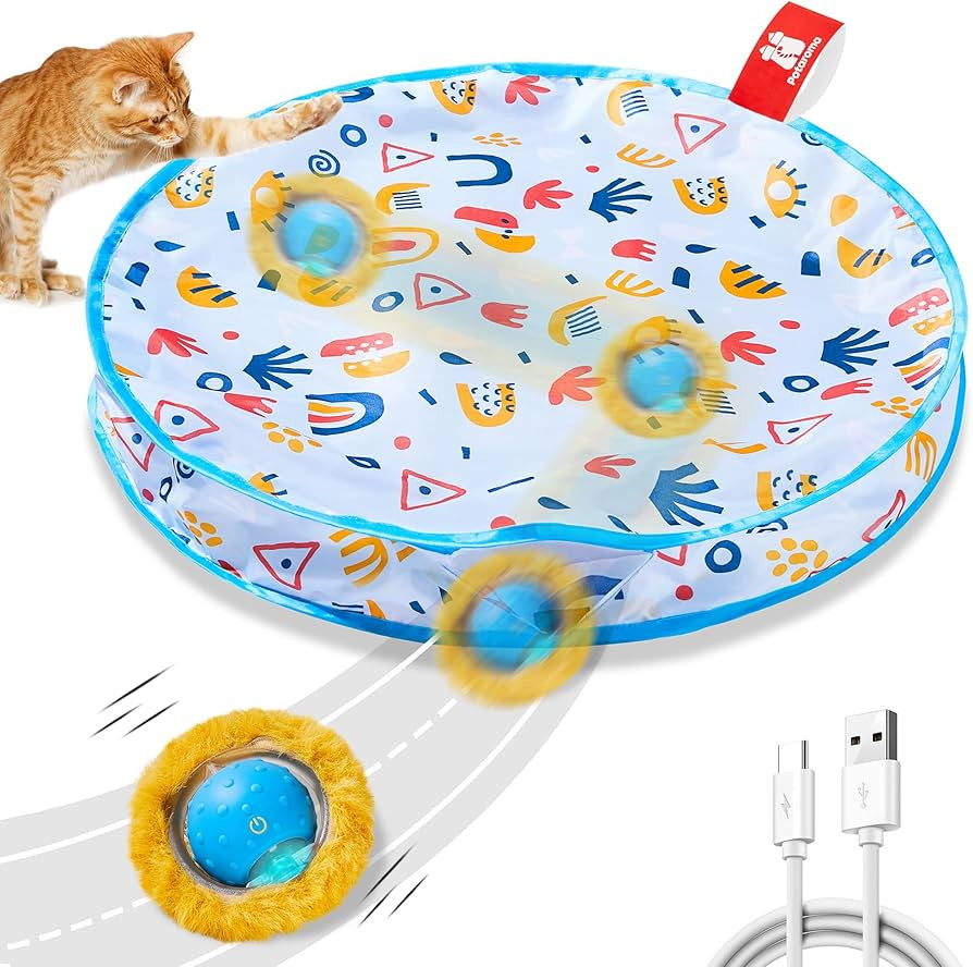 Potaroma Interactive Cat Toys, Fast Moving Ball in Play Mat, Automatic Motion Activated Ball Hide... | Amazon (US)
