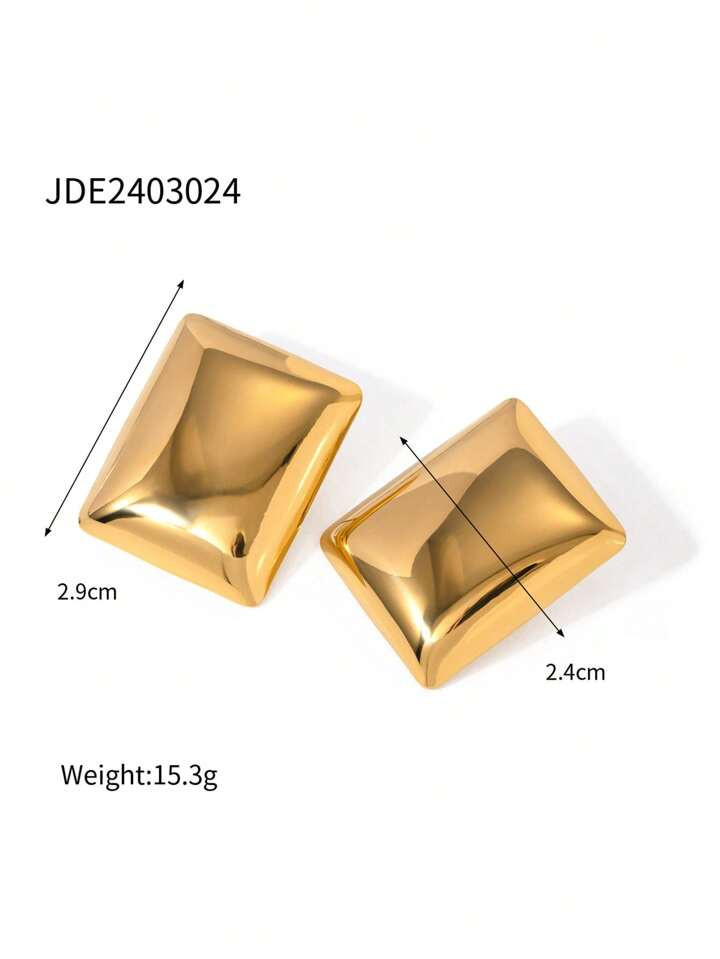 Uworld 1 Par De Pendientes Grandes De Acero Inoxidable Chapados En Oro De 18K Con Diseños Geométricos Modernos Y Brillantes, Joyería De Oído De Mujer Para Uso Diario Siguiendo La Nueva | SHEIN