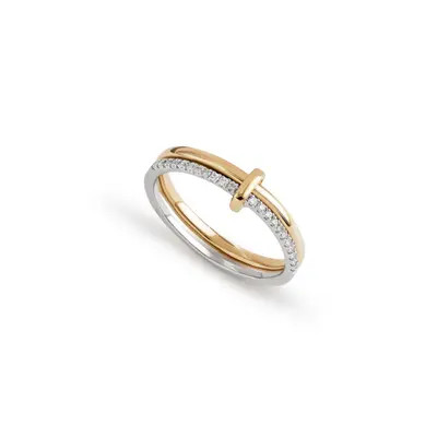 Ana Luisa Solid Yellow Gold - Duo Diamond Link Ring in Two-Tone at Nordstrom, Size 6 | Nordstrom