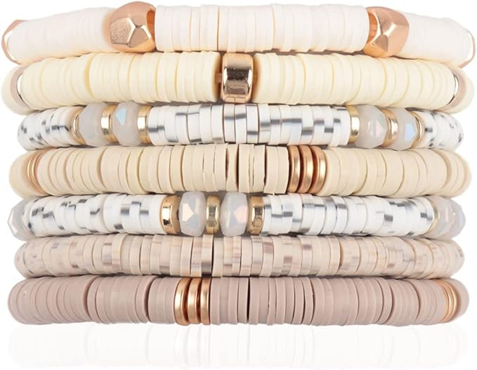 RIAH FASHION Bohemian Multi-Layer Beaded Stacking Statement Bracelets - Versatile Strand Stretch ... | Amazon (US)