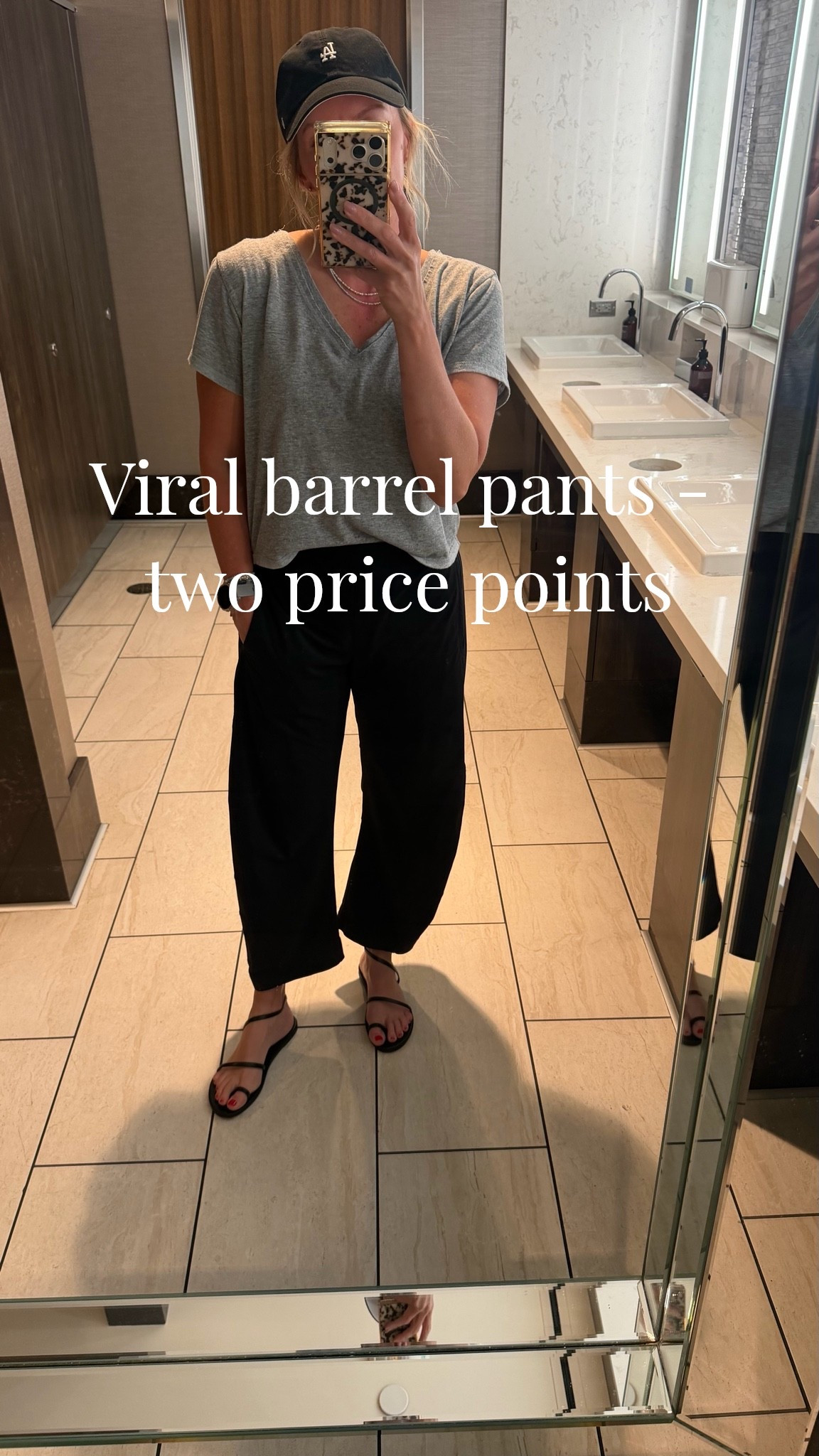 My go-to travel pants - sharing both the original and the look for less below. 

I’m a size 8 in the Ruti and medium in the look for less

And this look for less option is the closest twin that I have found to the viral, more pricey pair. 

Top is a small and sandals are true to size.