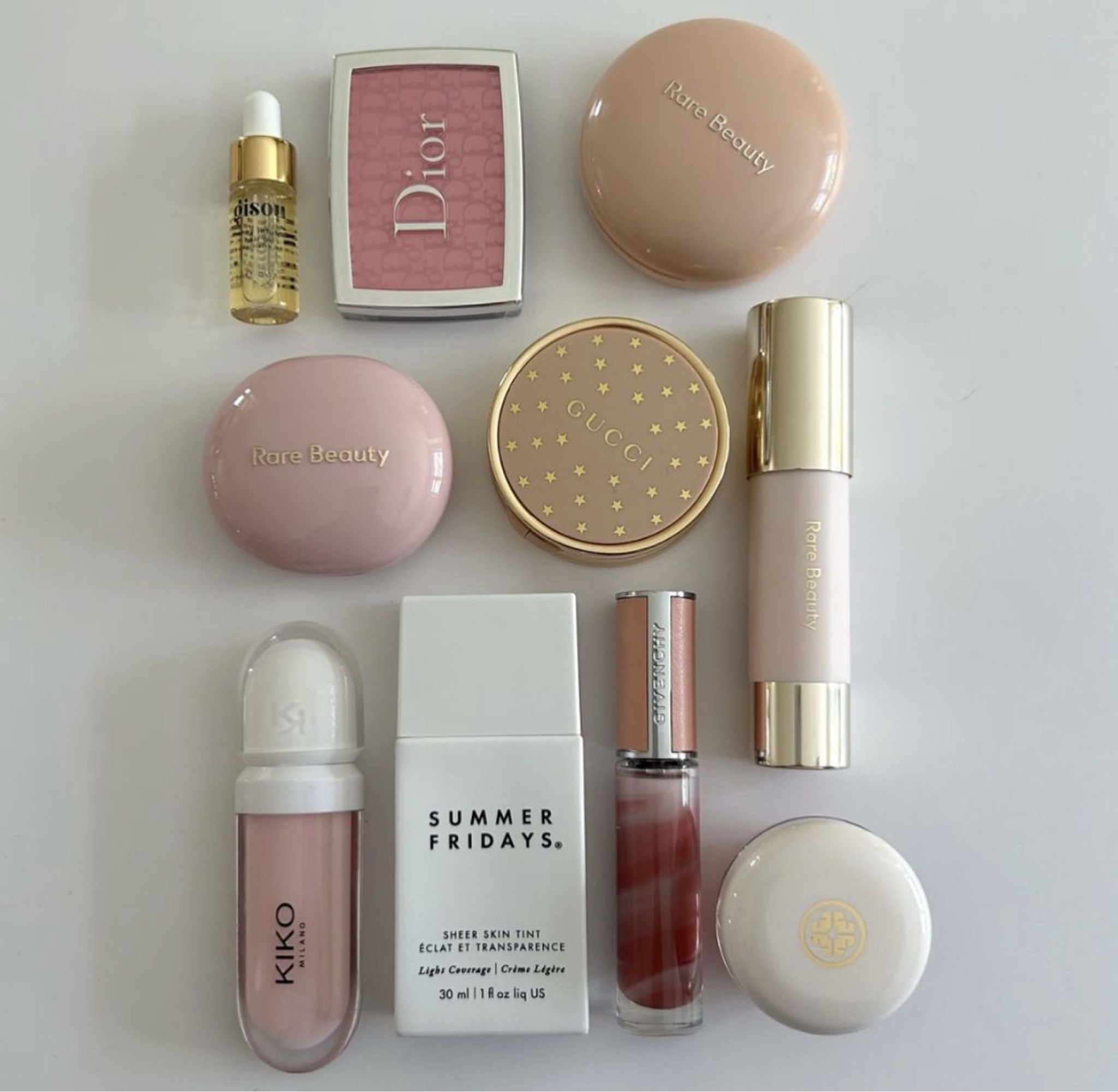 makeup layout🐆⭐️ #diorbeauty #rarebeauty #rarebeautymakeup #summerfridays #kikobeauty #gisou #LTKxCharlotteTilbury