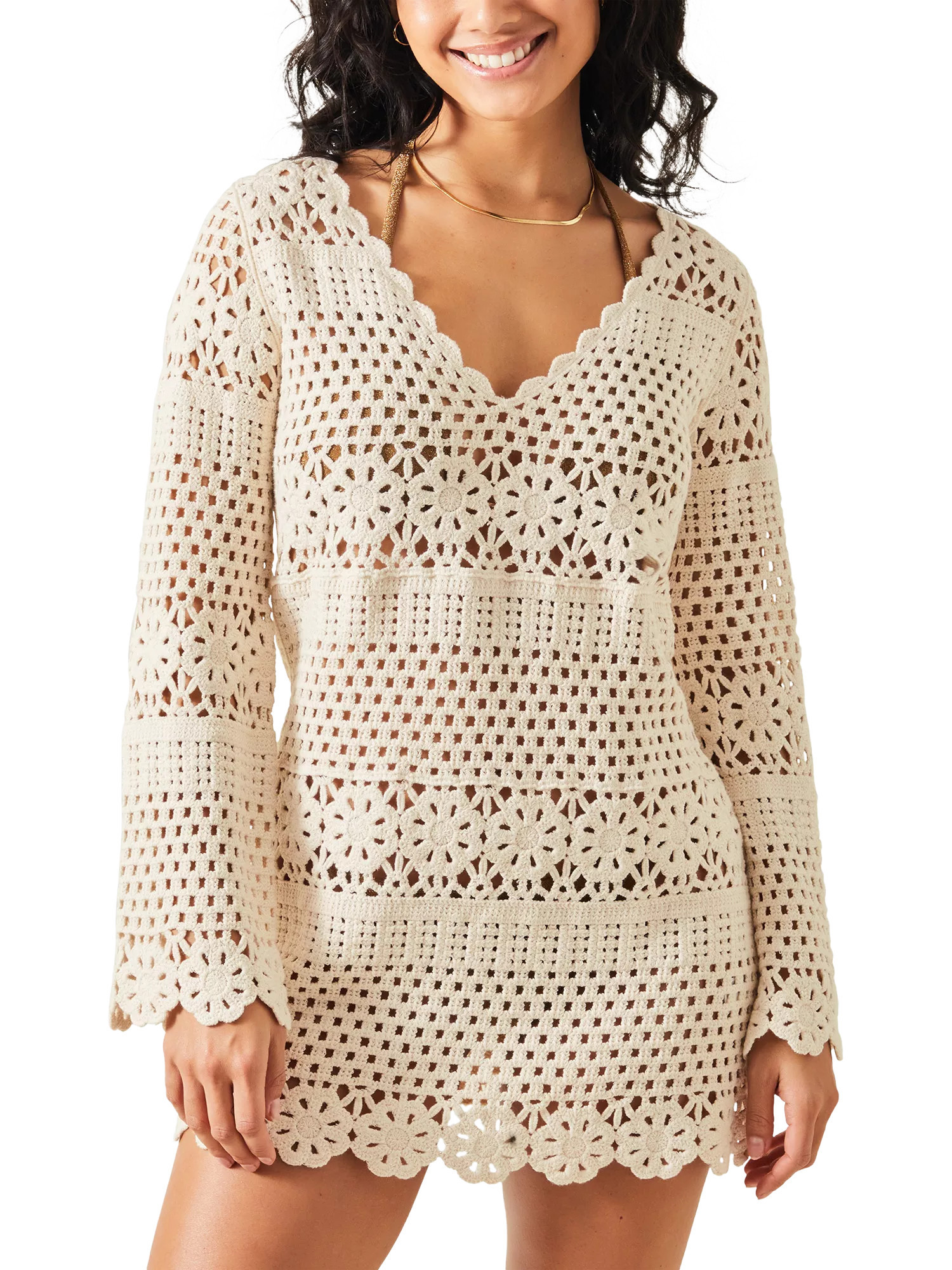 Accessorize Daisy Crochet Cover Up, Natural | John Lewis (UK)