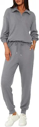 BTFBM Women's 2 Piece Tracksuit Spring Outfits 2026 Long Sleeve Half Zip Sweatshirt Sweatpants Lo... | Amazon (US)
