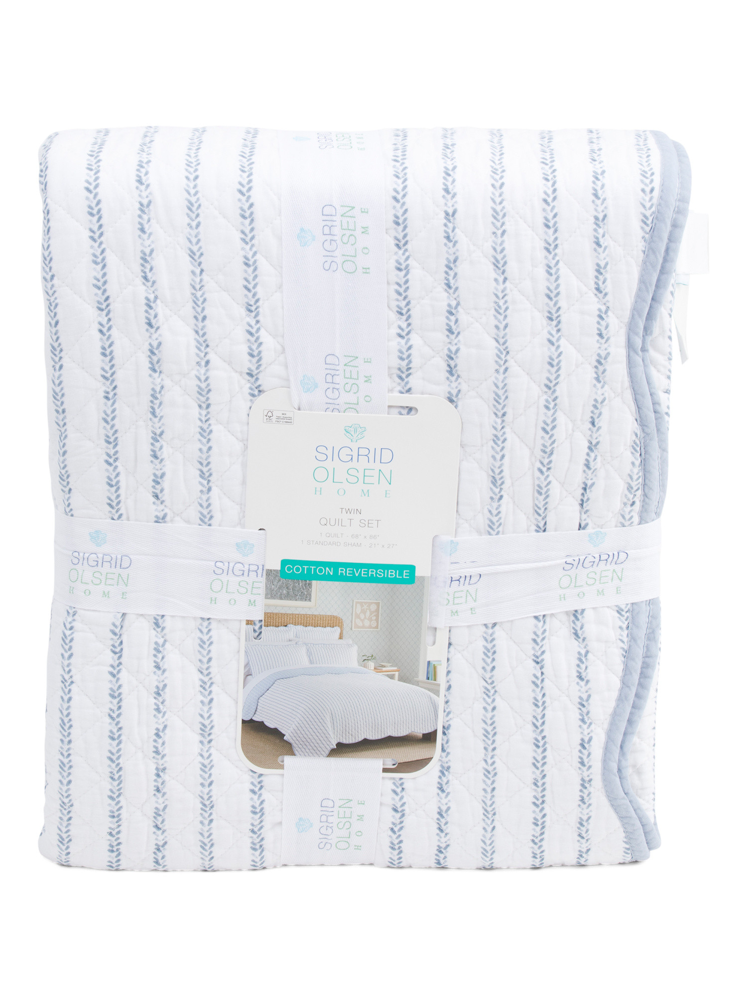 Cotton Reversible Striped Quilt Set | TJ Maxx