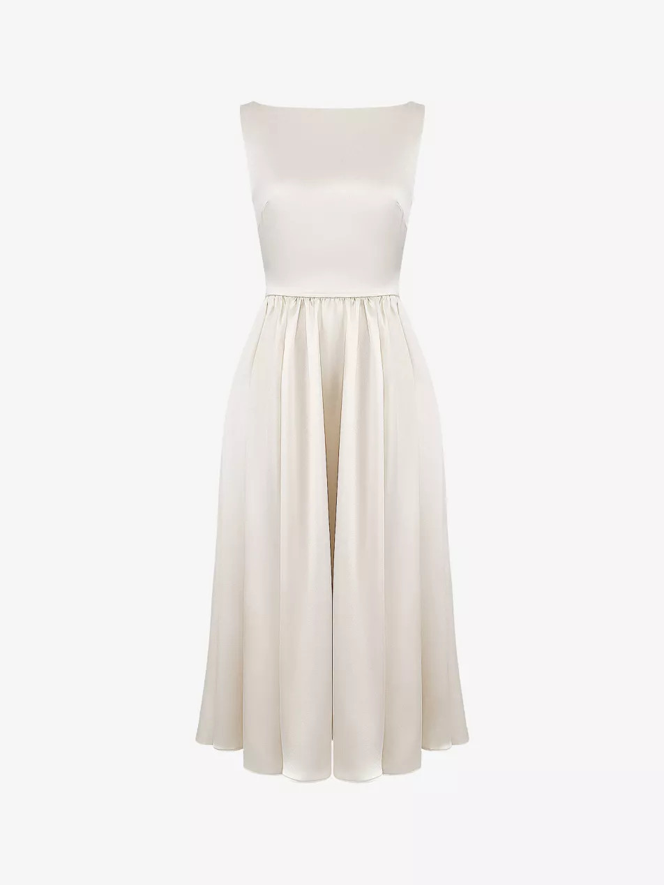 Shayla gathered-skirt satin midi dress | Selfridges