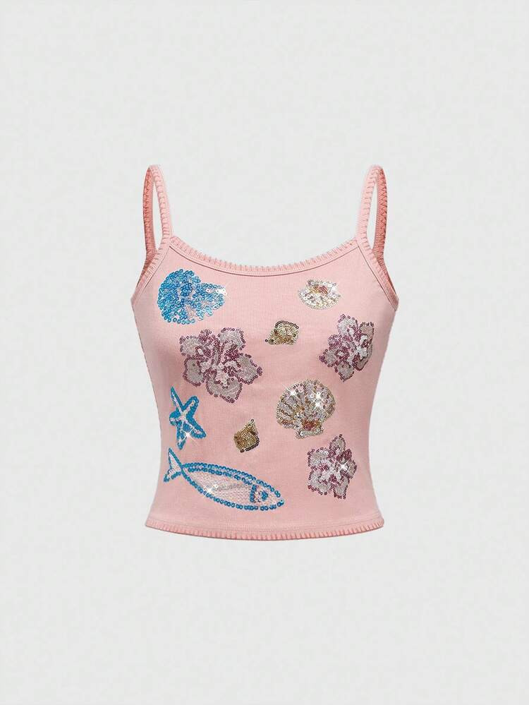 Hibiscus and fish top | SHEIN