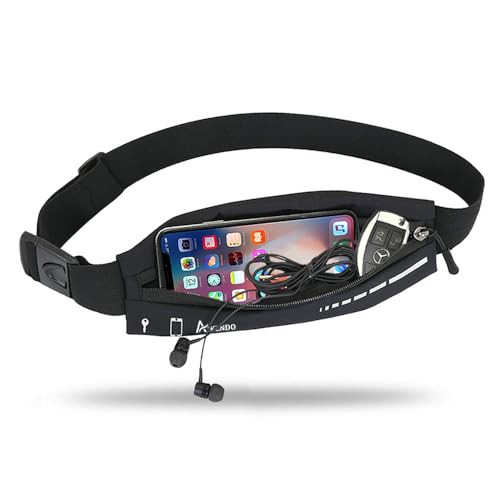 Slim Running Belt for Women Men,Runners Fanny Pack Phone Holder,Run Pouch Waist Belt for Workout Jogging,Money Belt Running Gear Accessories(Black) | Amazon (US)