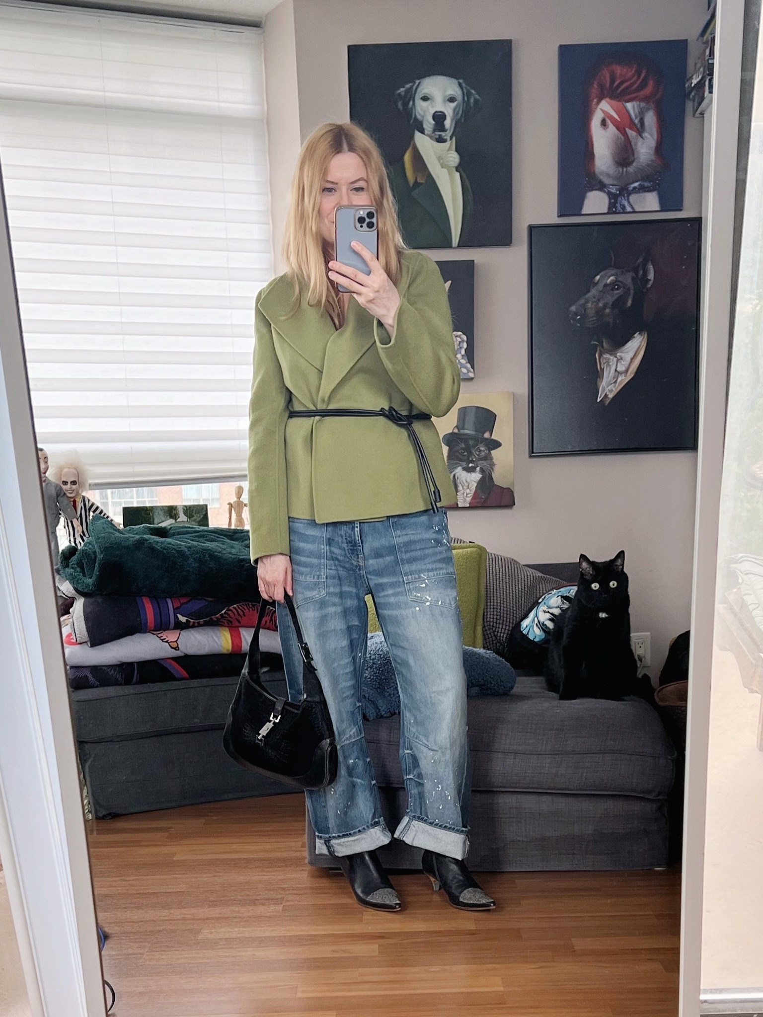 It’s cold today so I have my new vintage wool blazer and vintage Dries Van Noten boots a try. It gives fall vibes and I love it.
Blazer, bag, and boots are vintage. 
I’ve noticed a pivot recently where my wardrobe is becoming more vintage focused with a sprinkling of new instead of the other way around and I am liking this direction. 

#LTKOver40 #LTKStyleTip #LTKSeasonal