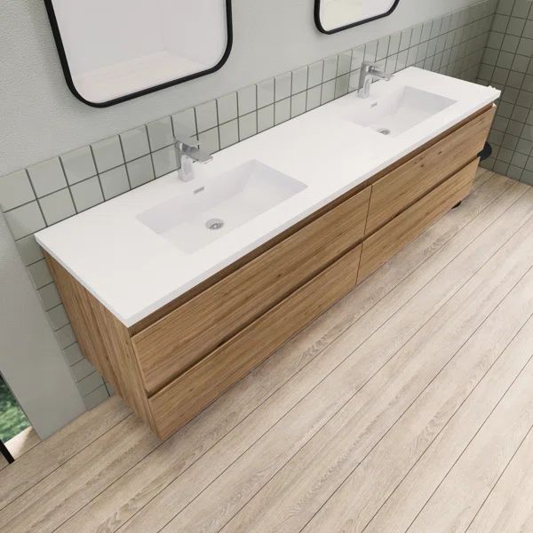 Ivy Bronx 84 Inch Double Floating Modern Bathroom Vanity | Wayfair North America