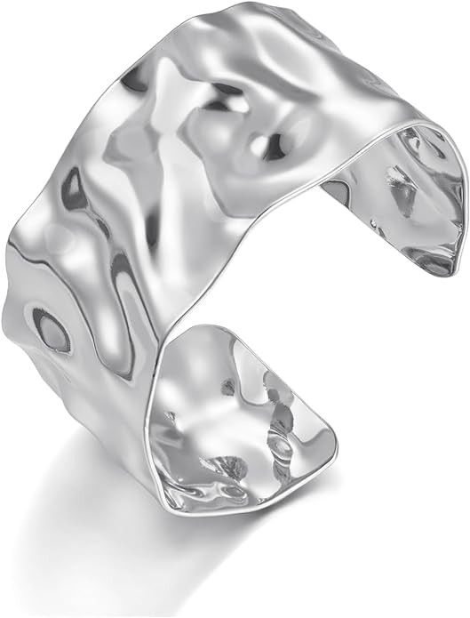 Gold Cuff Bracelet for Women Chunky Multi-layer Cross Wire Open Bracelet Hollow Wide Cuff Bracele... | Amazon (US)