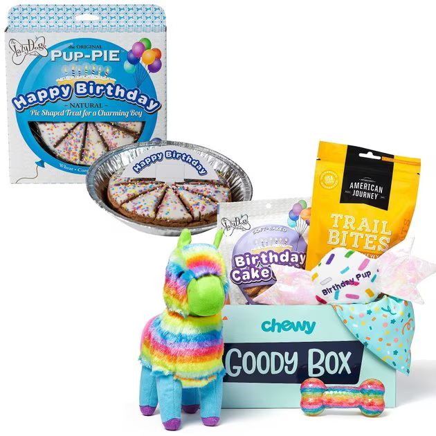 Bundle: Goody Box Birthday Toys, Treats & Bandana for XS/Small Dogs + The Lazy Dog Cookie Co. Hap... | Chewy.com
