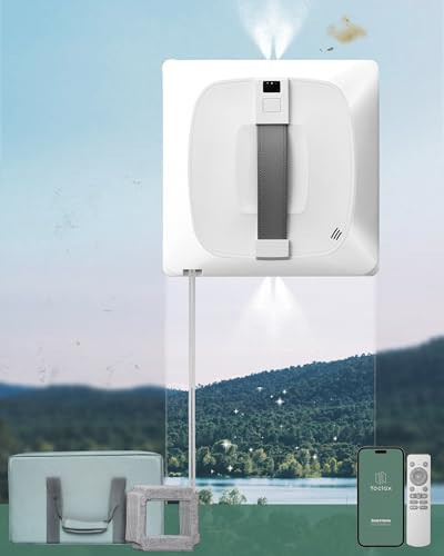 Yoolax Window Cleaning Robot 2.0, Intelligent Robot Window Cleaner with Dual Cross Water Spray Technology, Ungraded 6 Cleaning Paths, Edge Detection System, App & Remote Control, White | Amazon (US)