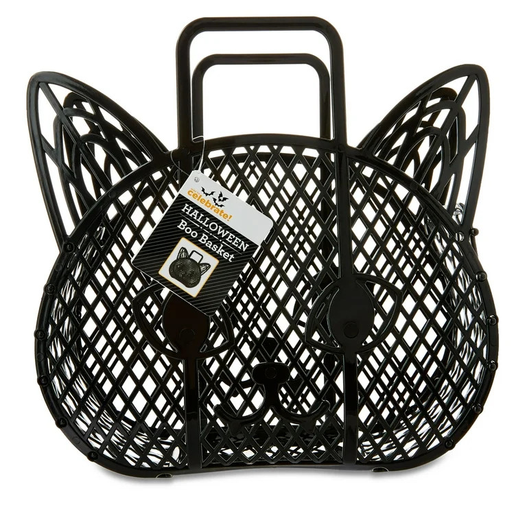 Cat Boo Basket, Black, 10", Halloween by Way To Celebrate | Walmart (US)