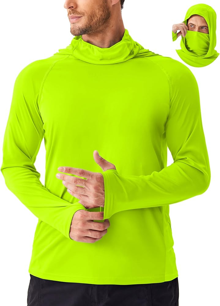 PINSPARK Men's Sun Protection Hoodie with Mask UPF 50+ UV Long Sleeve Shirt Men Rash Guard Perfor... | Amazon (US)