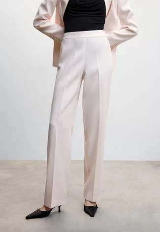 Calça Mango Reta Alfaiataria Off-White | Dafiti (BR)