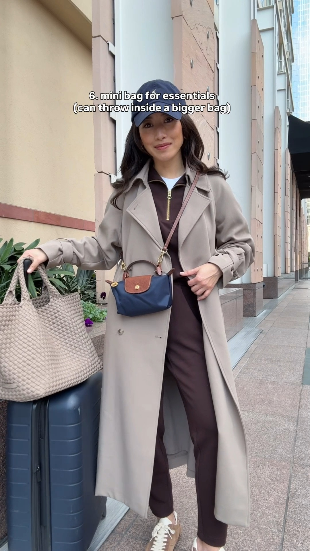 Another look at these super soft lounge separates that I love for WFH, weekend activities, travel. Have found them to be worth the splurge based on my cost per wear

• Varley Hawley sweatshirt xxs

• Varley slim pant xxs 25" inseam petite friendly. I can wear cuffed or uncuffed depending on shoes 

• Longchamp mini bag , strap sold separately . Great for holding essentials and then throwing into a bigger bag to organize as needed 

• Polo hat

• Naghedi medium tote in cashmere

• Oak + Fort trench coat xxs (use code JEANTRENCH for 15% off) runs big and long

• old Zara sneakers

• Away the bigger flex carry-on suitcase 

Comfy airport outfit, matching set, petite friendly

#LTKPetite #LTKTravel #LTKootd