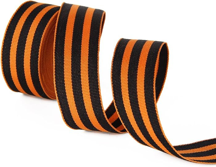 David accessories Orange Black Stripes Grosgrain Ribbon 1" Wide 5 Yard for DIY Ribbon Medal Award... | Amazon (US)